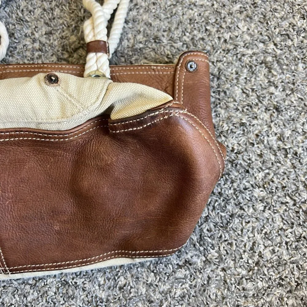 Vintage GAP 1969 Tote Shoulder Bag Canvas/Leather Tan Brown Well Made Purse - Picture 3 of 10